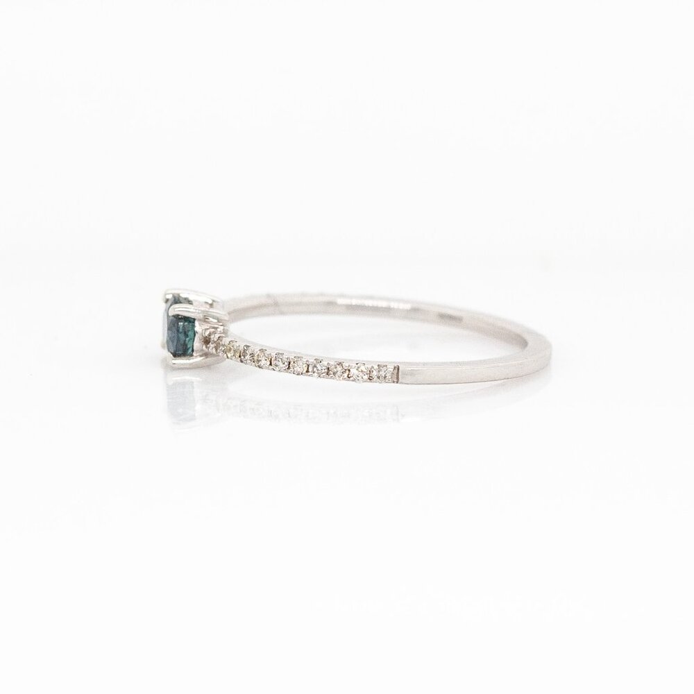 Natural Alexandrite Ring in Solid 14K White Gold with Diamond Accents - Picture 7 of 9